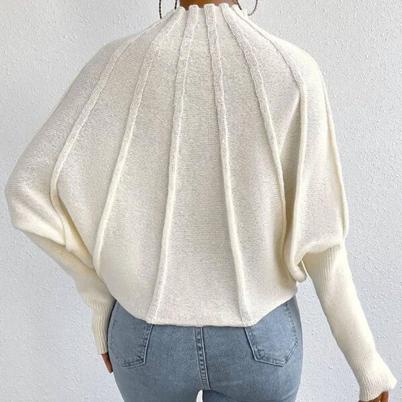 Mock Neck Long Sleeve Pintuck Sweater 2