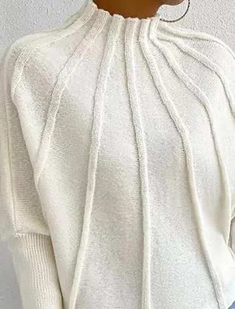 Mock Neck Long Sleeve Pintuck Sweater 5