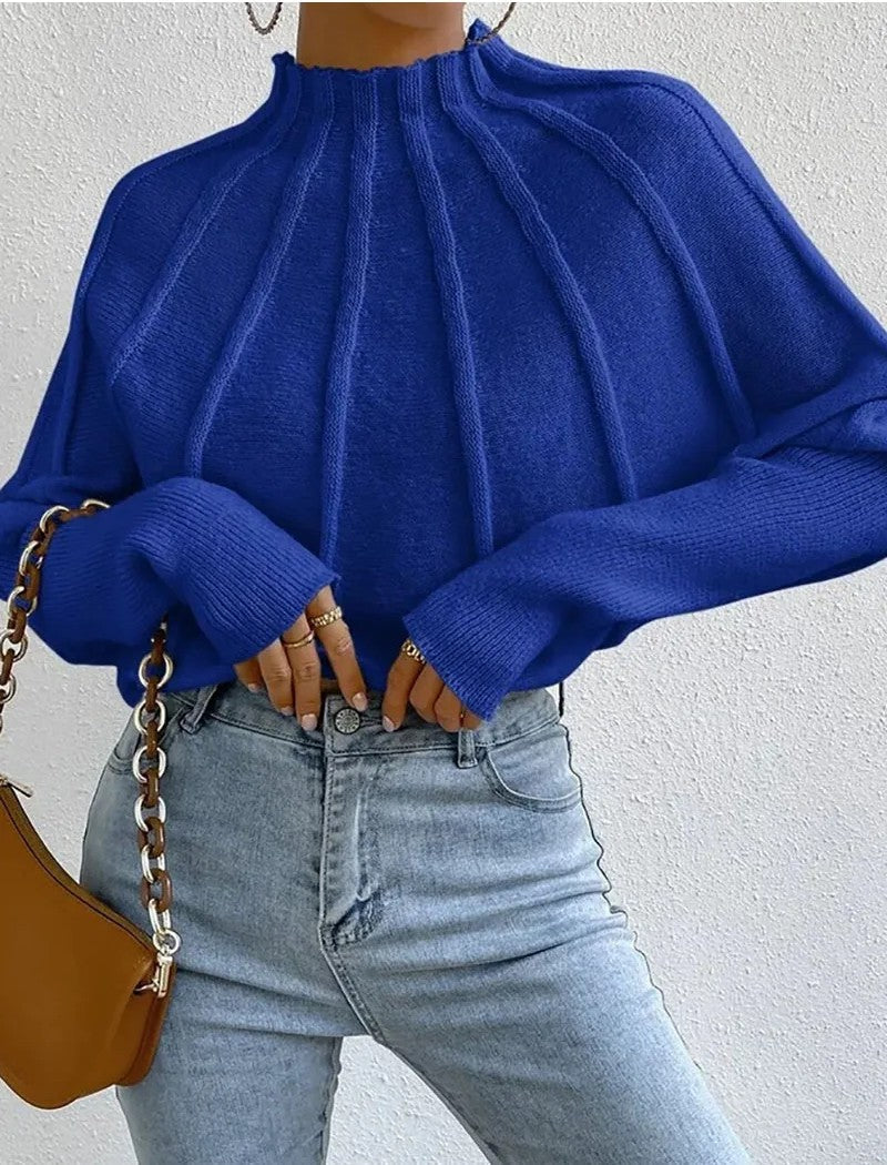 Mock Neck Long Sleeve Pintuck Sweater 9