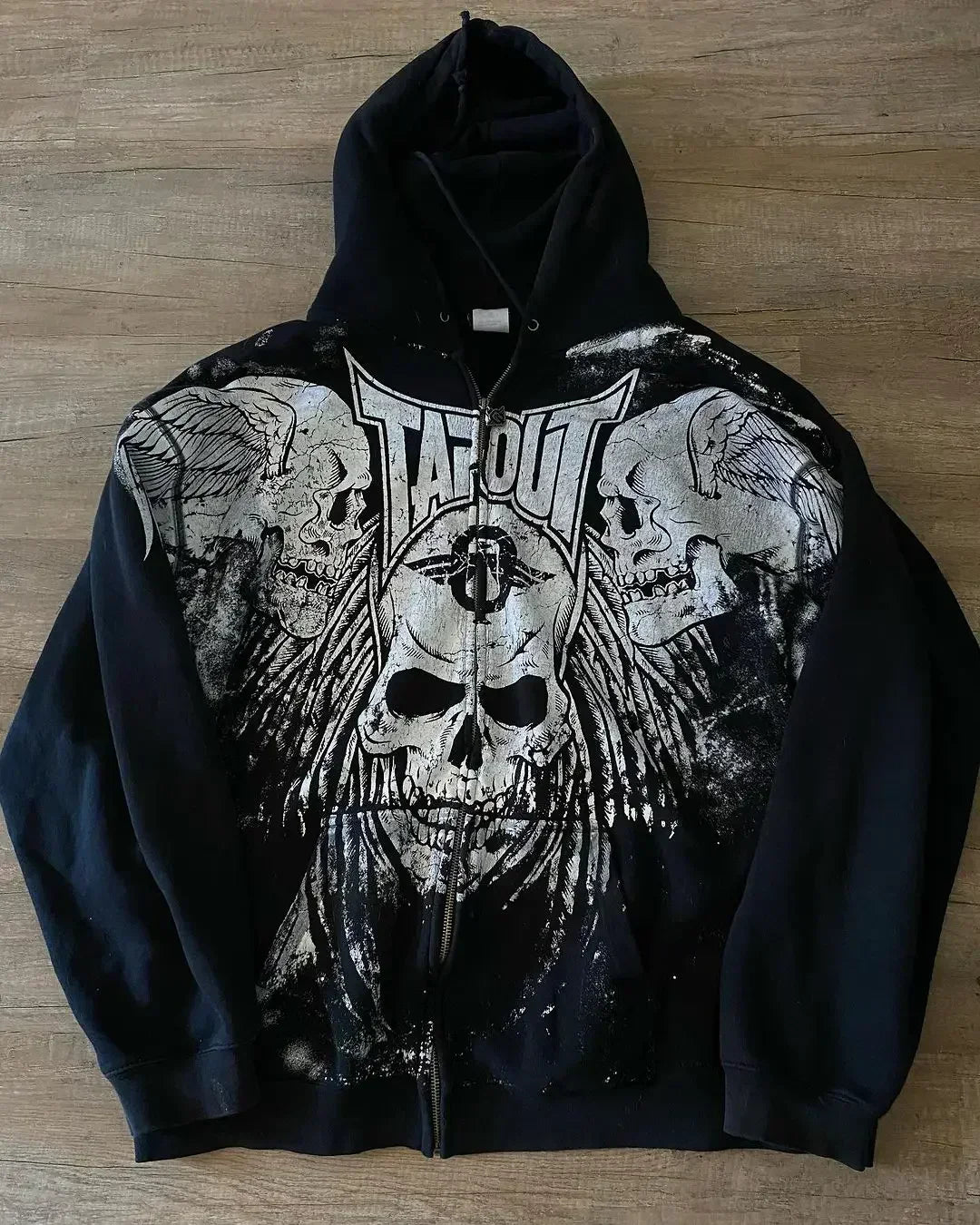 Skull Retro Zipper Hoodie black 1 / S