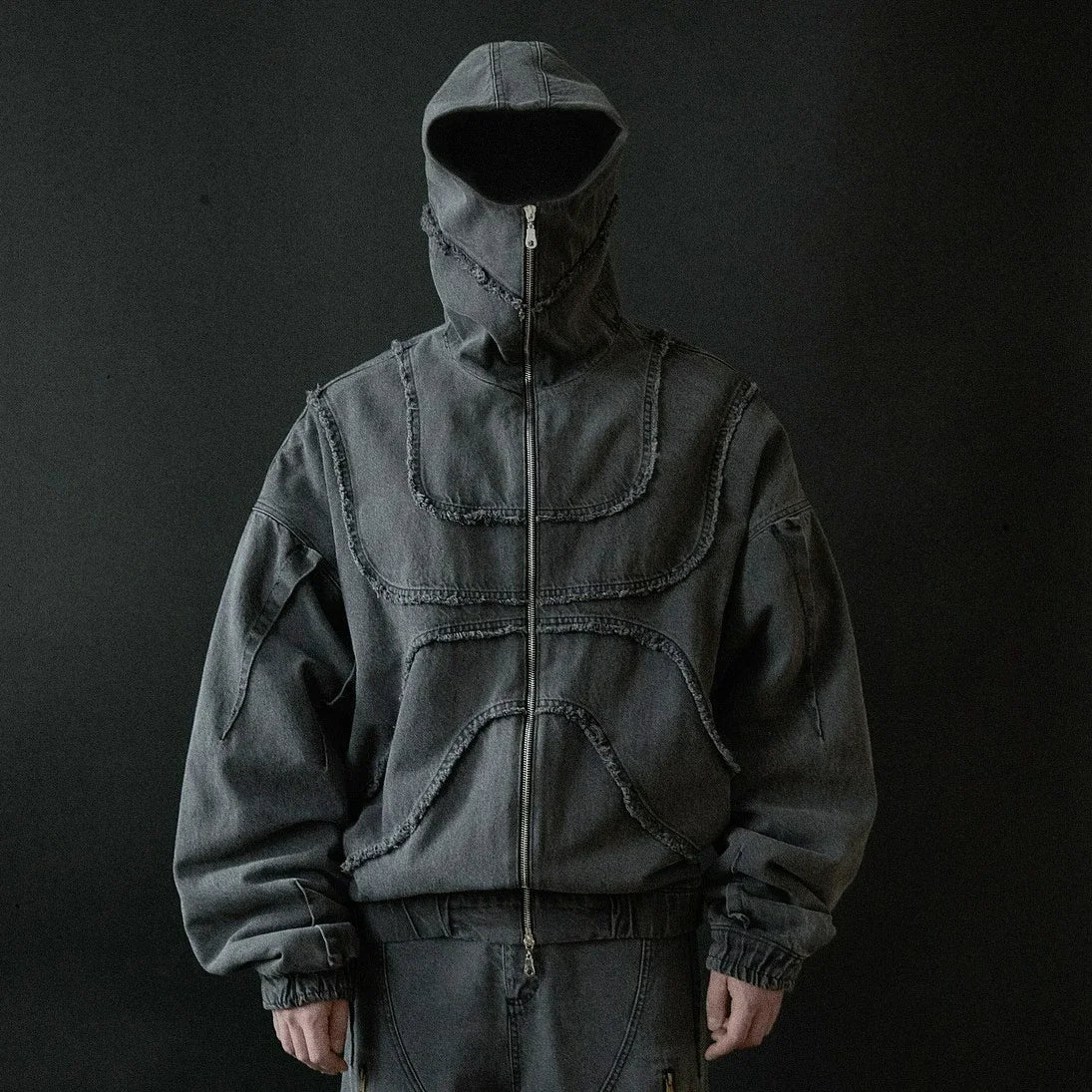 Gothic Punk Washed Zipper Hoodie