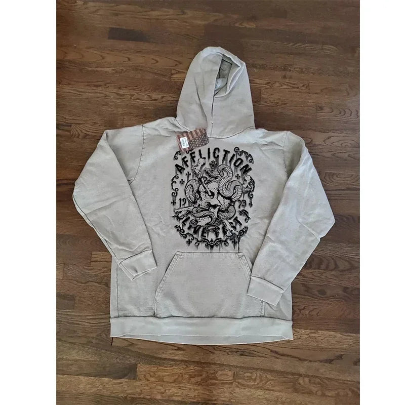 Retro Punk Fall Hoodie white1 / S