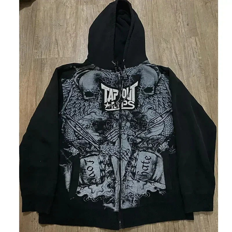Retro Punk Fall Hoodie black 6 / S
