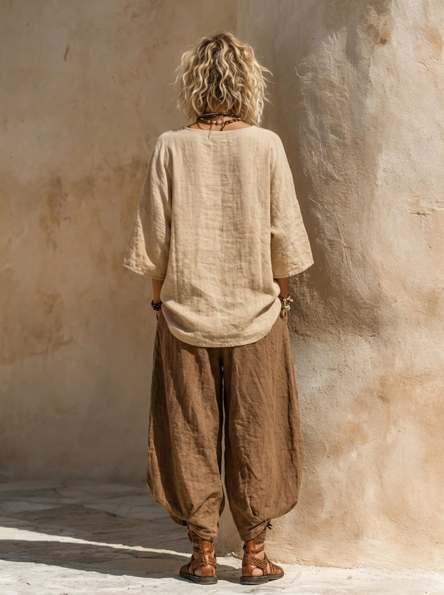 Embroidered Tank Harem Pants and Duster Three Piece Set 3