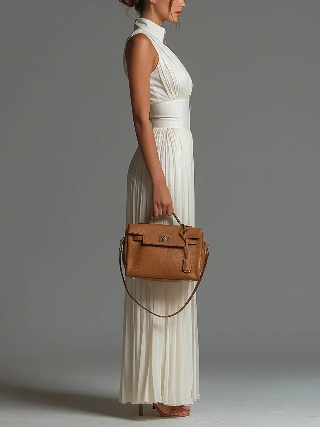 Sleeveless Deep V-Neck Zip Front Pleated Wide Leg Jumpsuit 7
