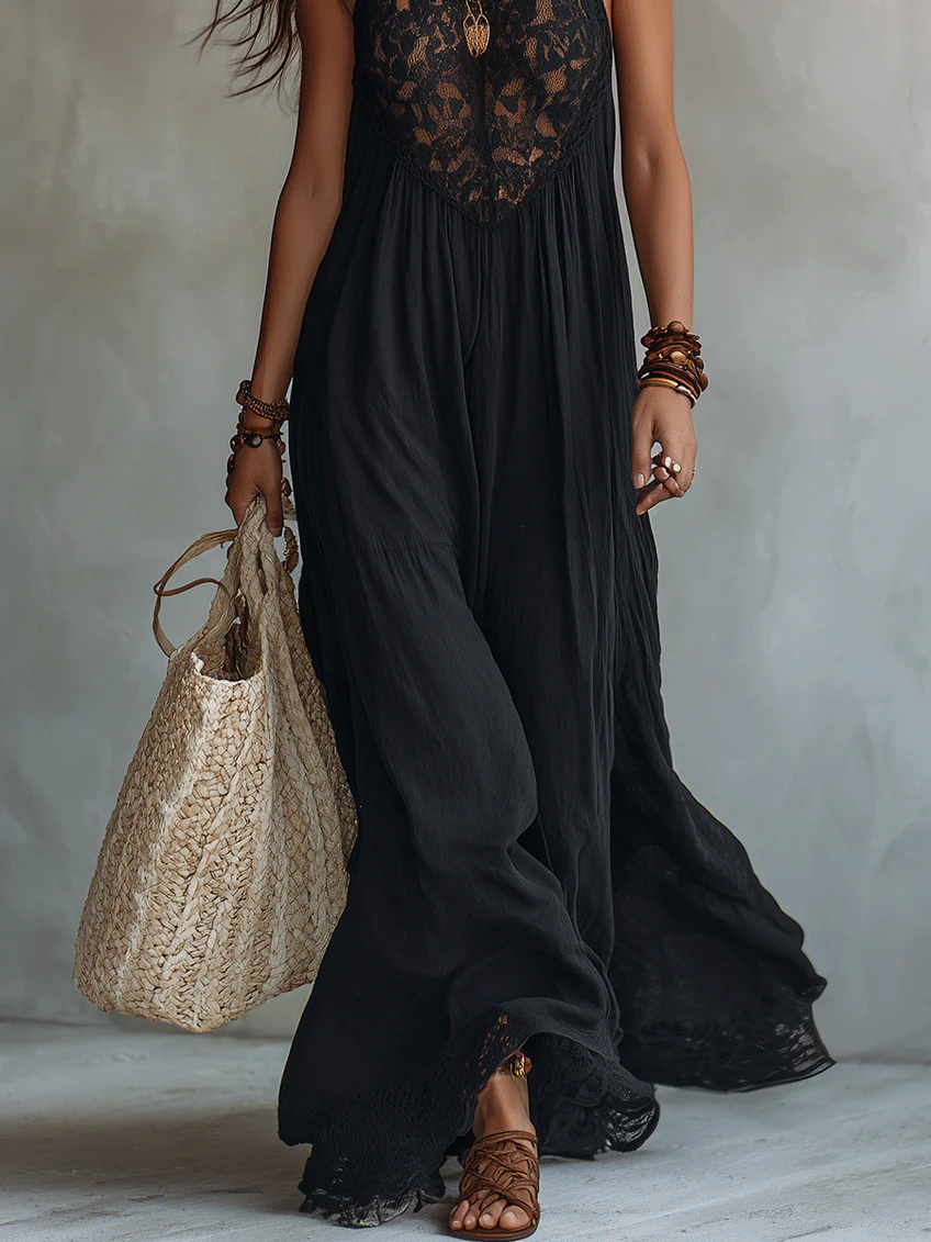 Lace Bodice Halter Neck Wide Leg Jumpsuit 5
