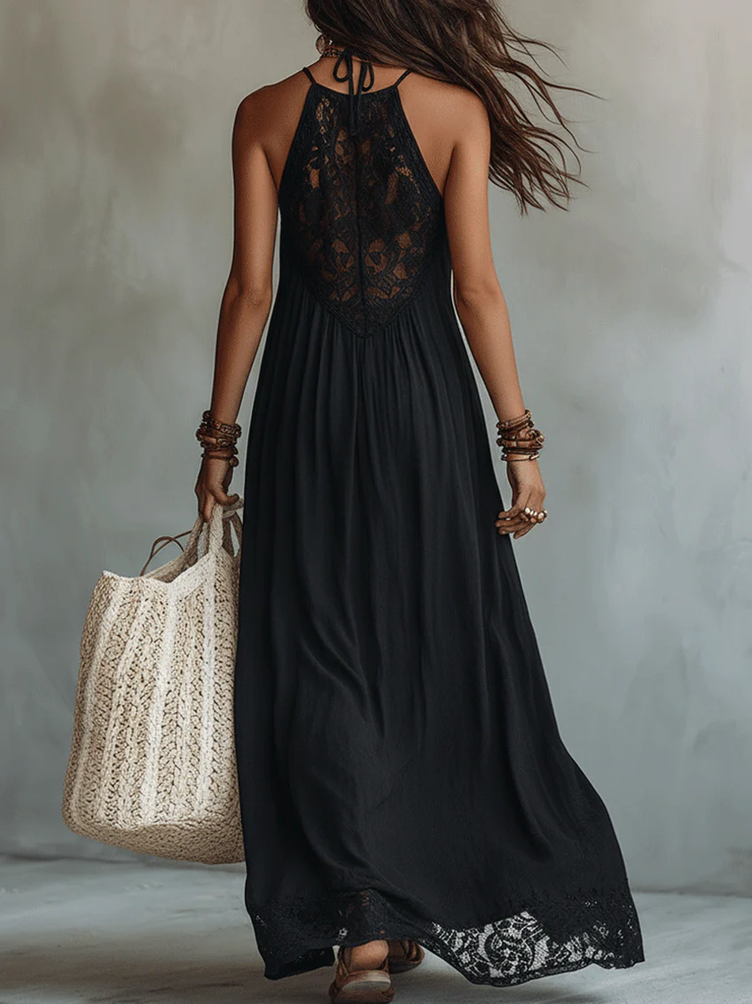 Lace Bodice Halter Neck Wide Leg Jumpsuit 2