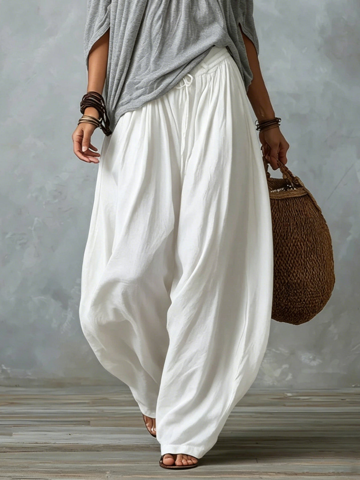 Off Shoulder Knit Top and Wide Leg Pants Two Piece Set 4