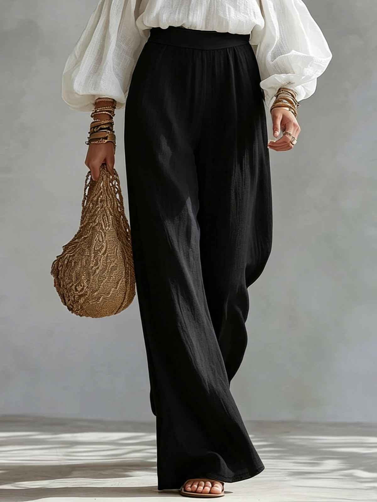 Cold Shoulder Long Sleeve Top and Wide Leg Pants Two Piece Set 4