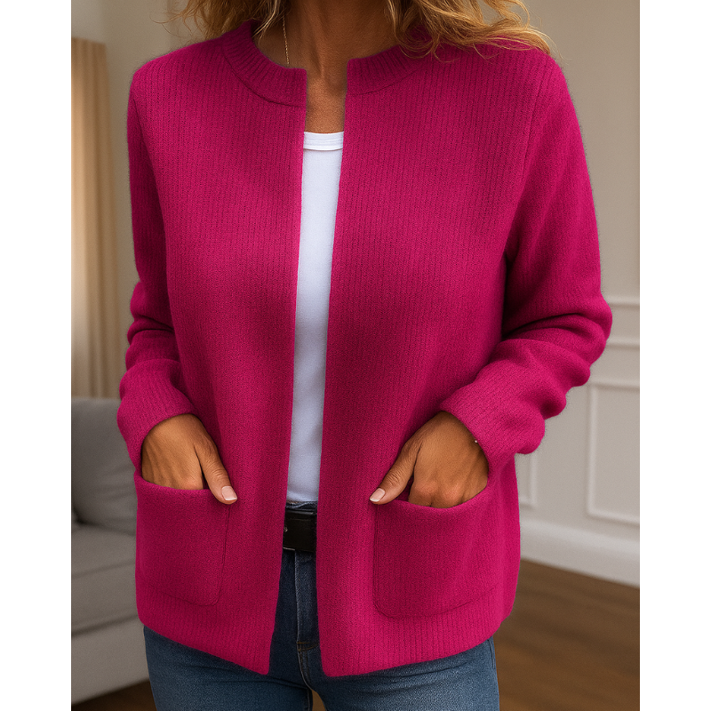 Ribbed Knit Zip Front Pocket Cardigan 6