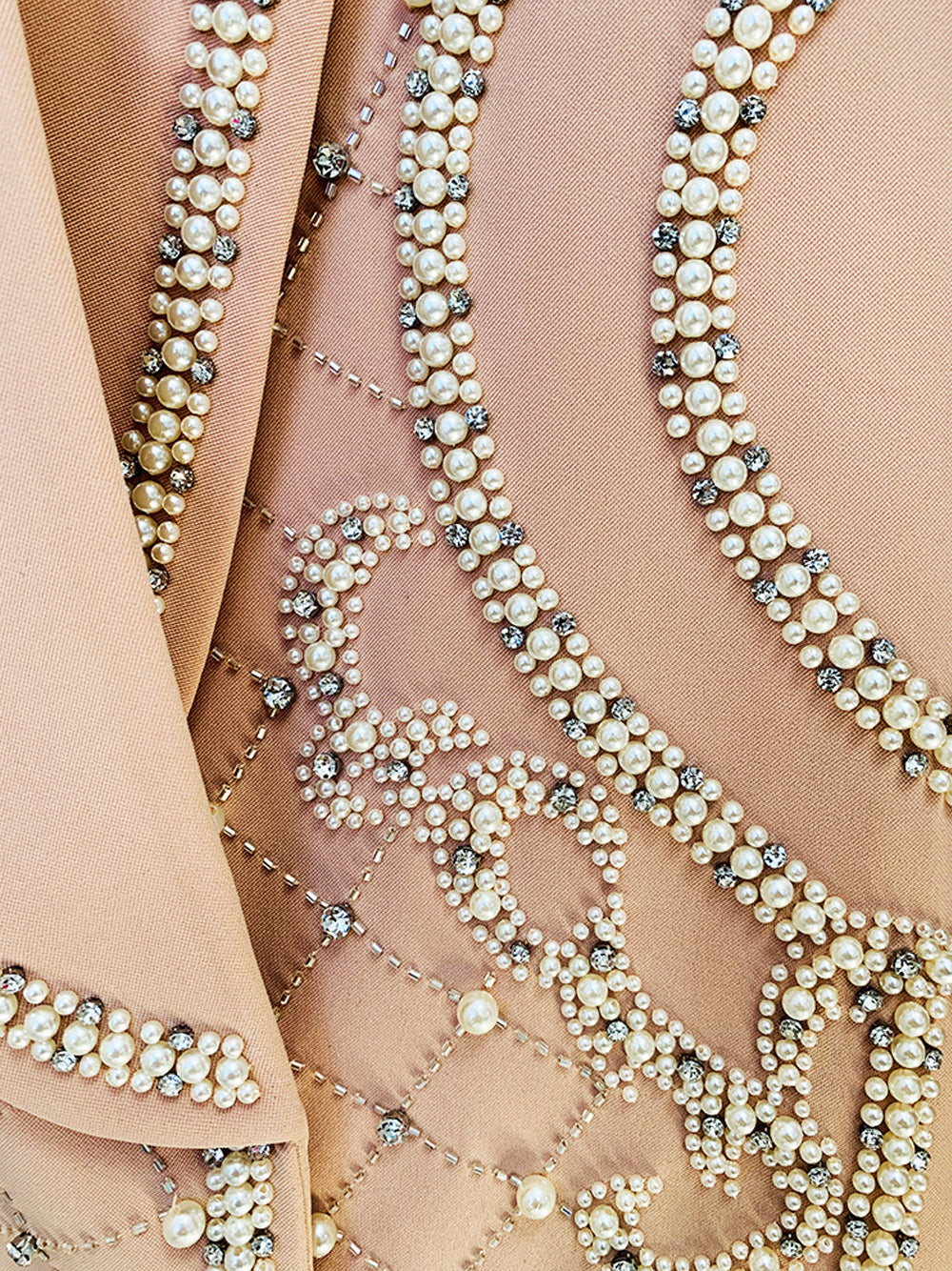 Pearl Rhinestone Beaded Deep V-Neck Long Sleeve Blazer Mini Dress - View 11