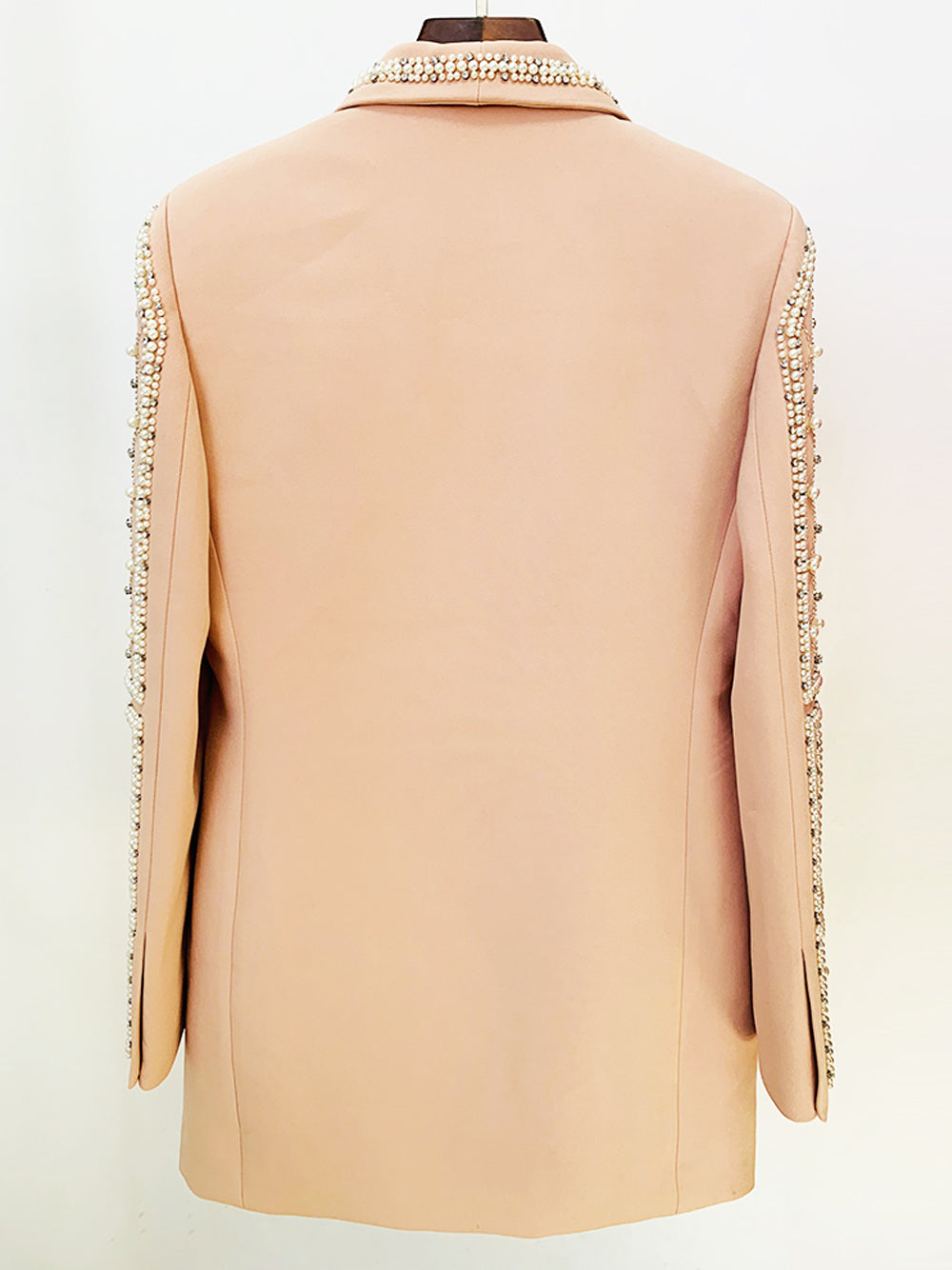 Pearl Rhinestone Beaded Deep V-Neck Long Sleeve Blazer Mini Dress - View 6