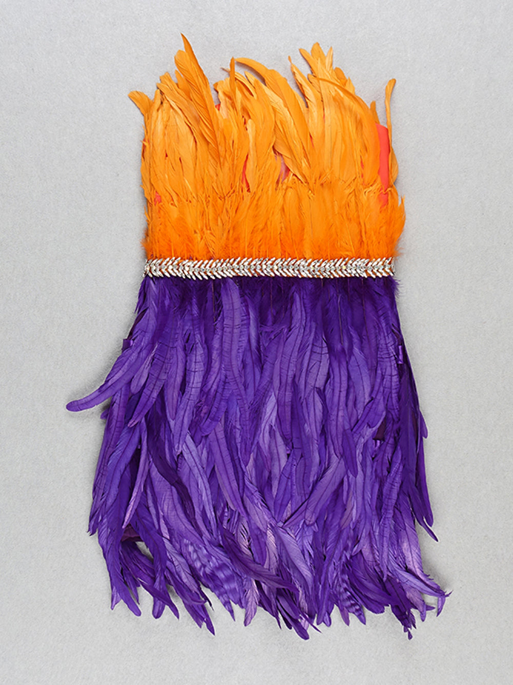 One Shoulder Feather Tiered Strapless Mini Dress - View 7