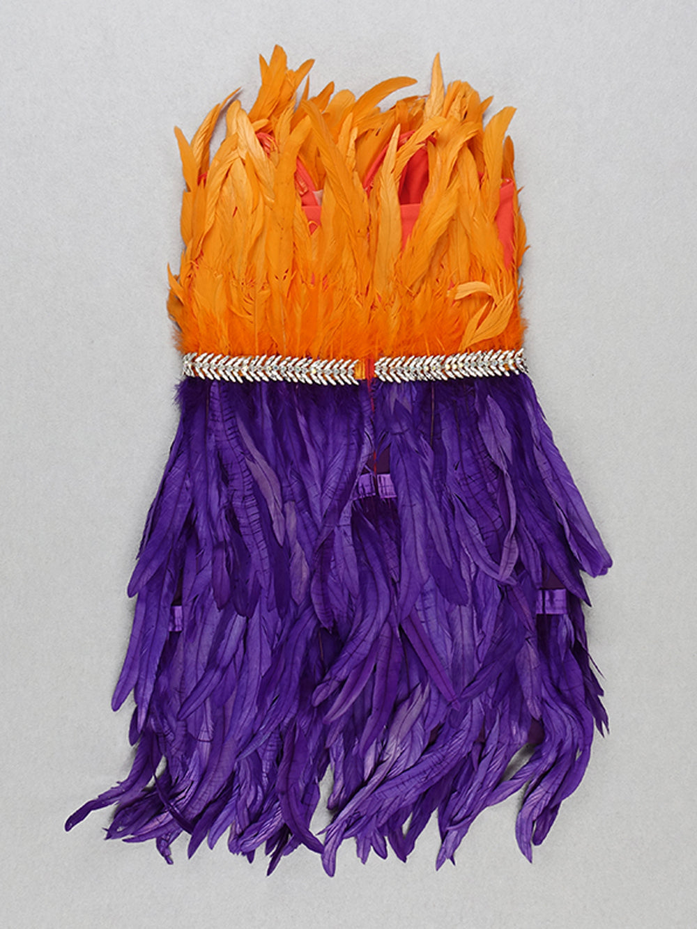 One Shoulder Feather Tiered Strapless Mini Dress - View 8