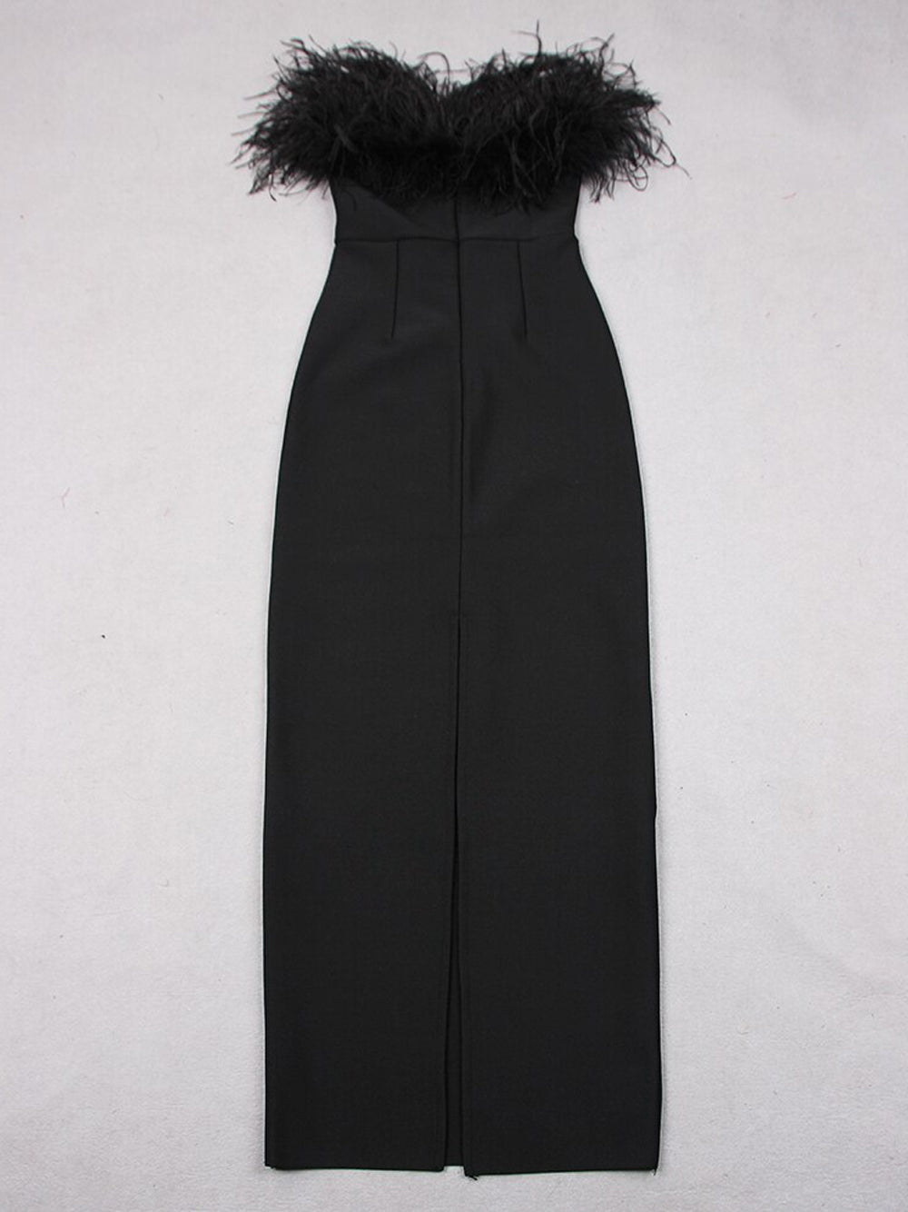 Off Shoulder Feather Trim Column Midi Dress - View 5