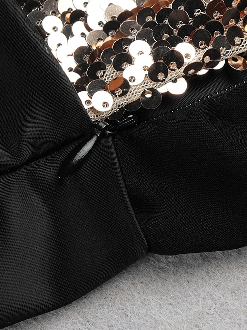 One Shoulder Long Sleeve Sequin Panel Tuxedo Blazer Mini Dress - View 9