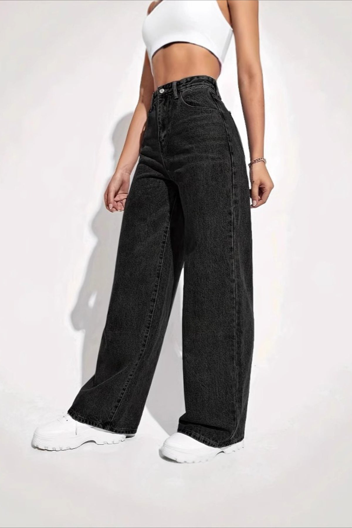 High-Waist Straight-Leg Denim Jeans