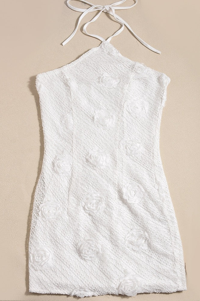 Backless Halter-Neck Bodycon Floral Dress