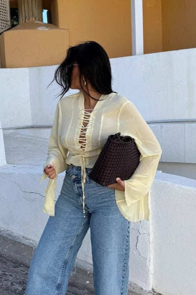 Unique Tie Detail Blouse