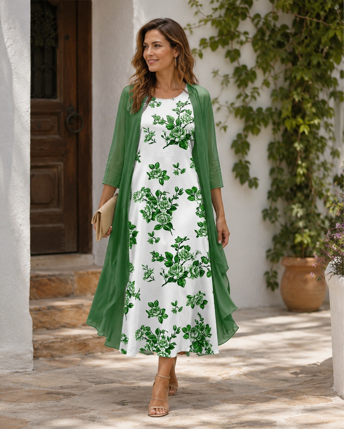 Floral Sleeveless Dress and Sheer Duster Two Piece Set 6