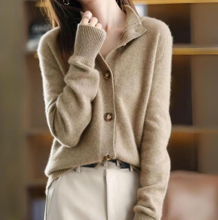Collared Button Front Knit Cardigan