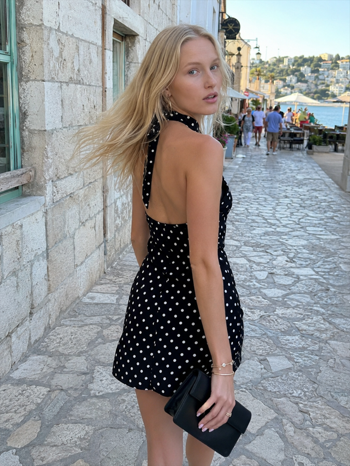 Backless Halter-Neck Bodycon Mini Dress