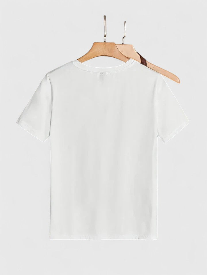 Heart Print Crew Neck Short Sleeve T-Shirt 13