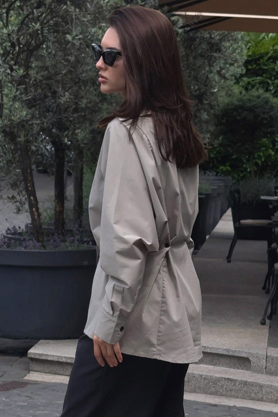 Chic Belted Button Down Blouse