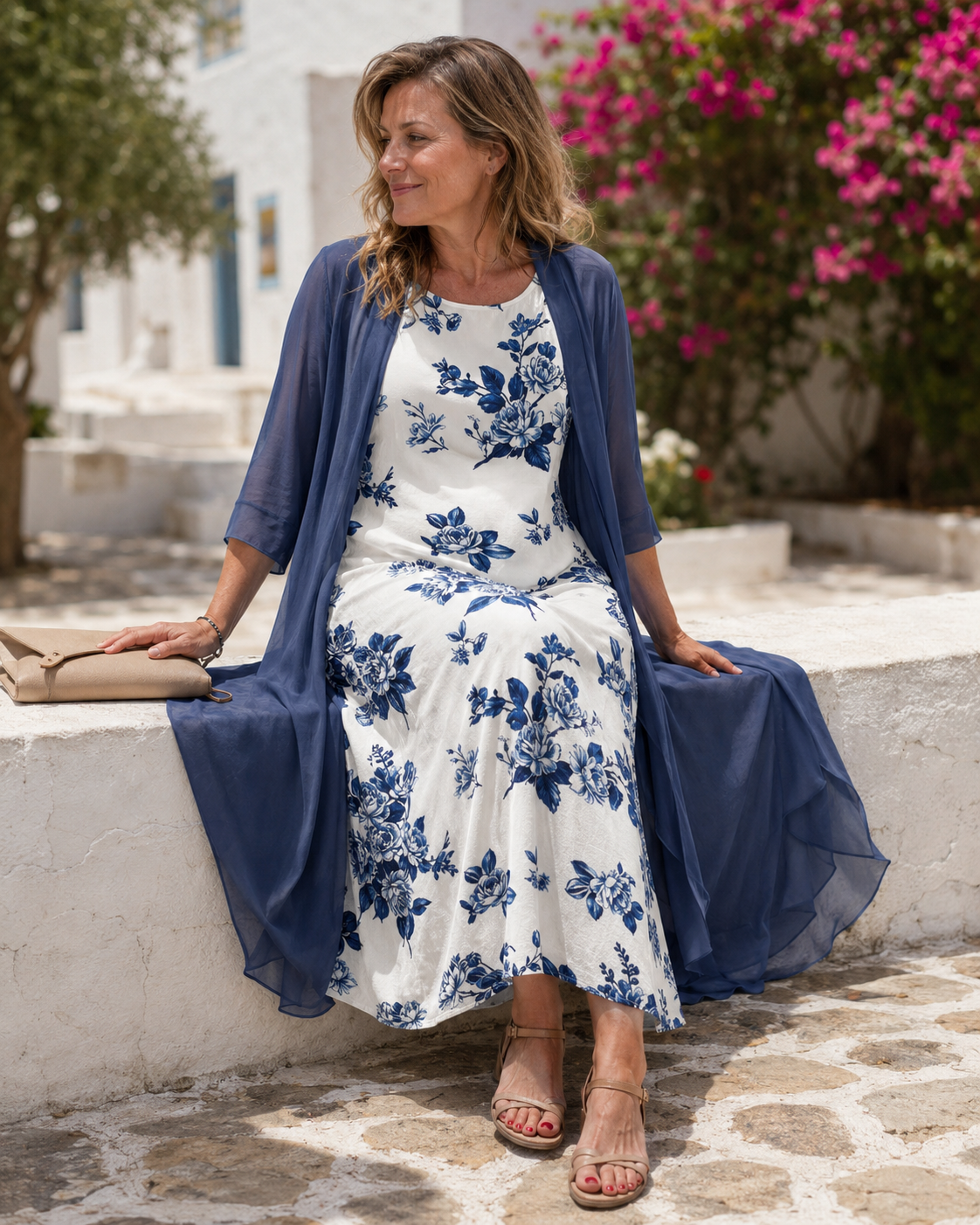 Floral Sleeveless Dress and Sheer Duster Two Piece Set 3