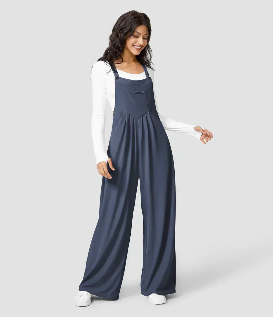Adjustable Strap Bib Pocket Wide Leg Overall Jumpsuit 5