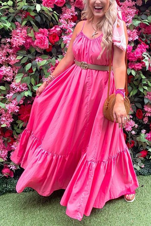 Spaghetti Strap V-Neck Tiered Ruffle Hem Maxi Dress - View 18