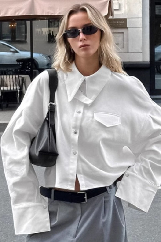 Unique Cropped Collared Blouse