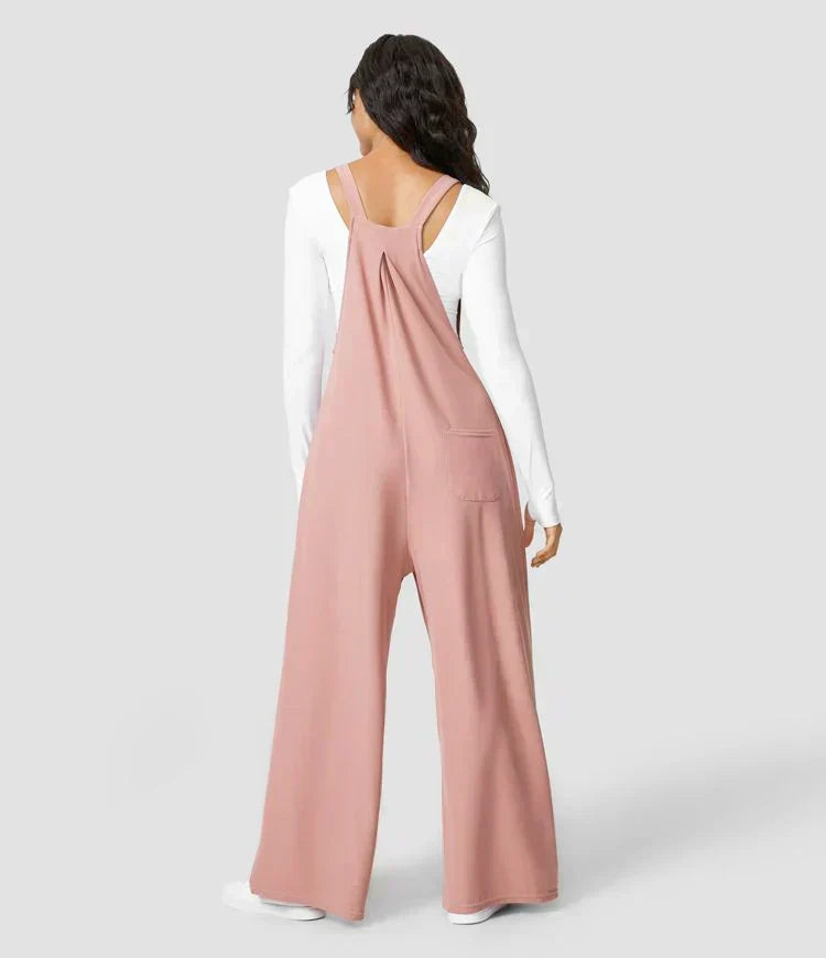 Adjustable Strap Bib Pocket Wide Leg Overall Jumpsuit 2