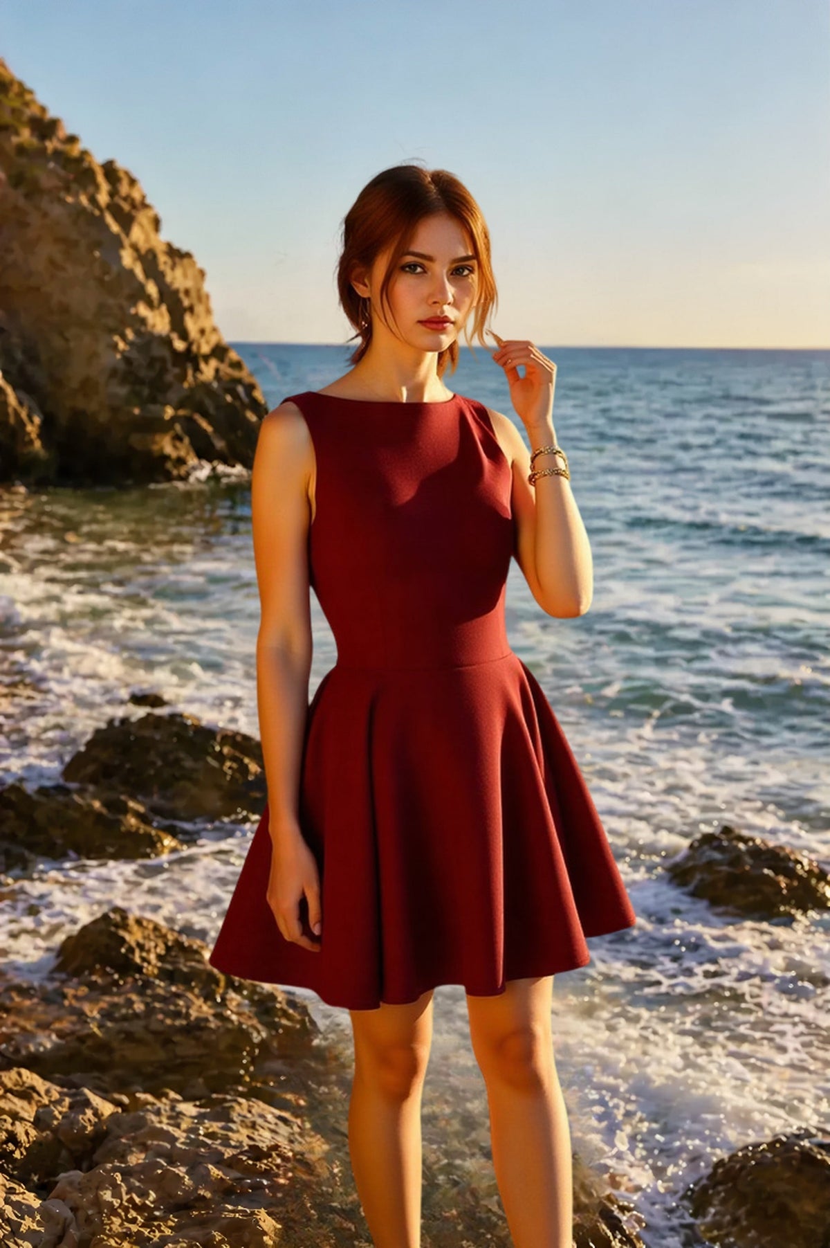 Boat Neck Sleeveless Fit and Flare Mini Party Dress - View 3