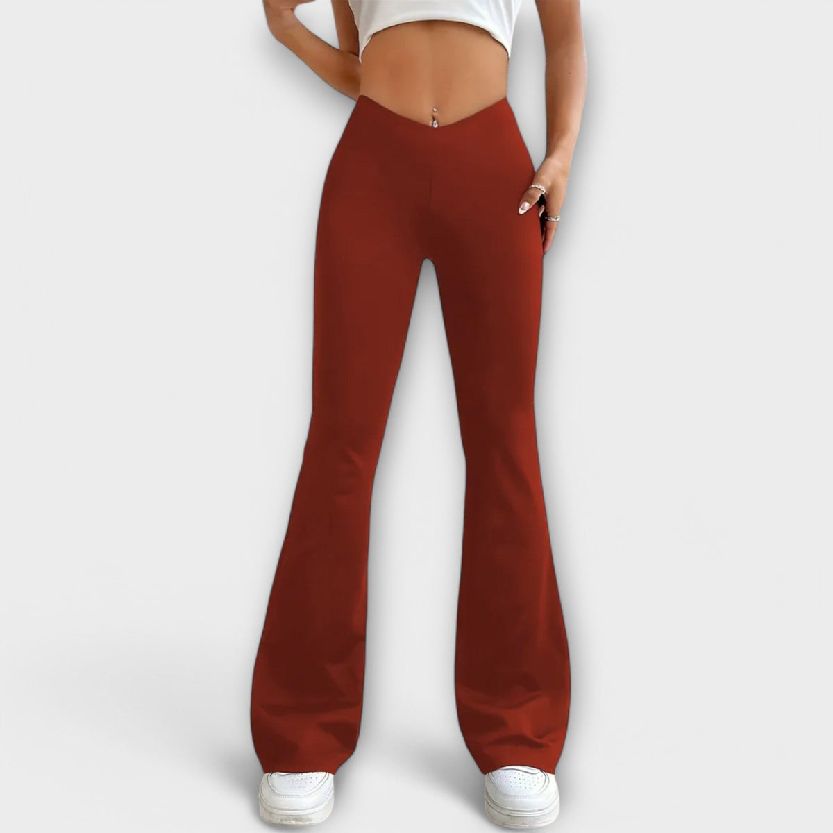 High Waist V Back Flare Pants 3