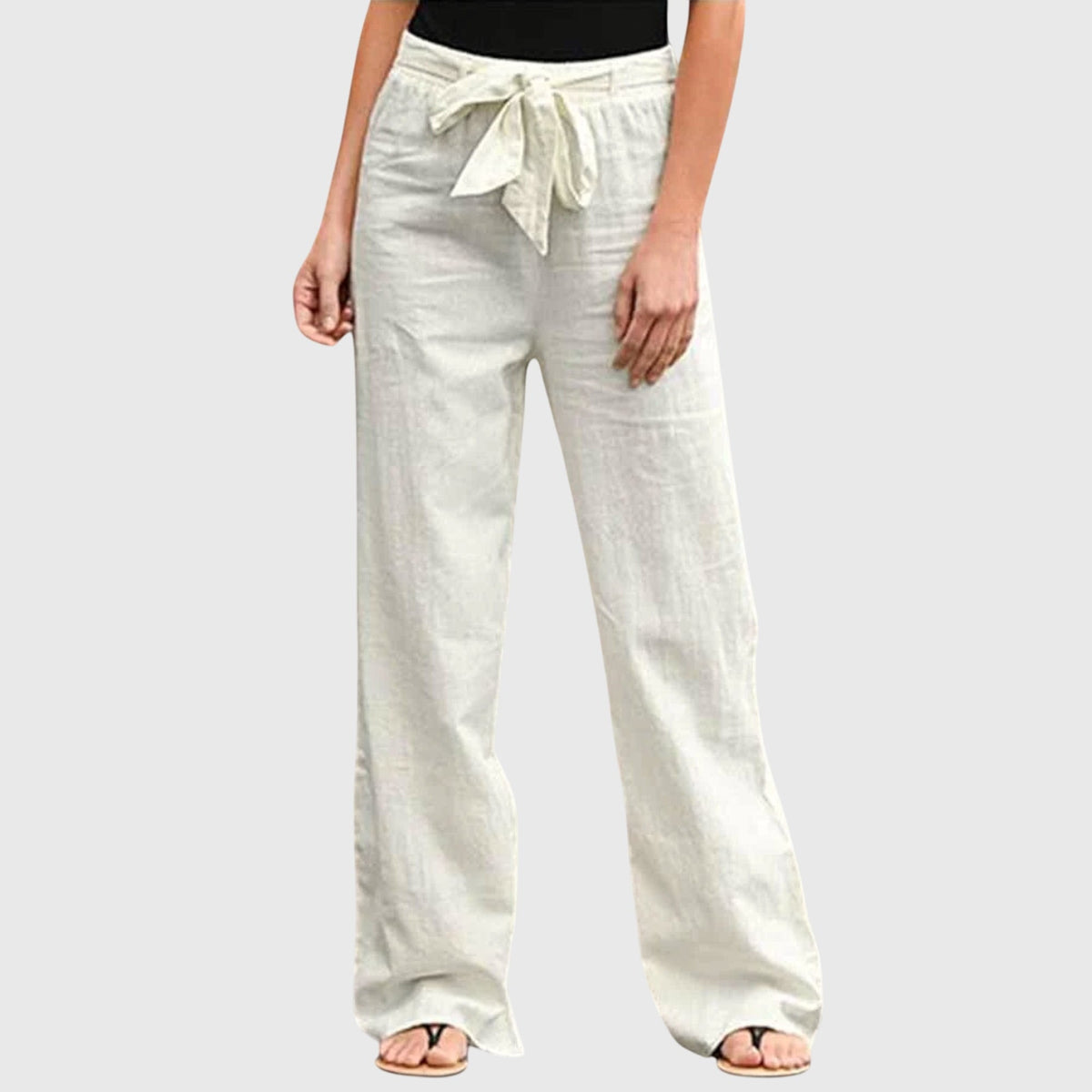 Tie Waist High Rise Wide Leg Pants