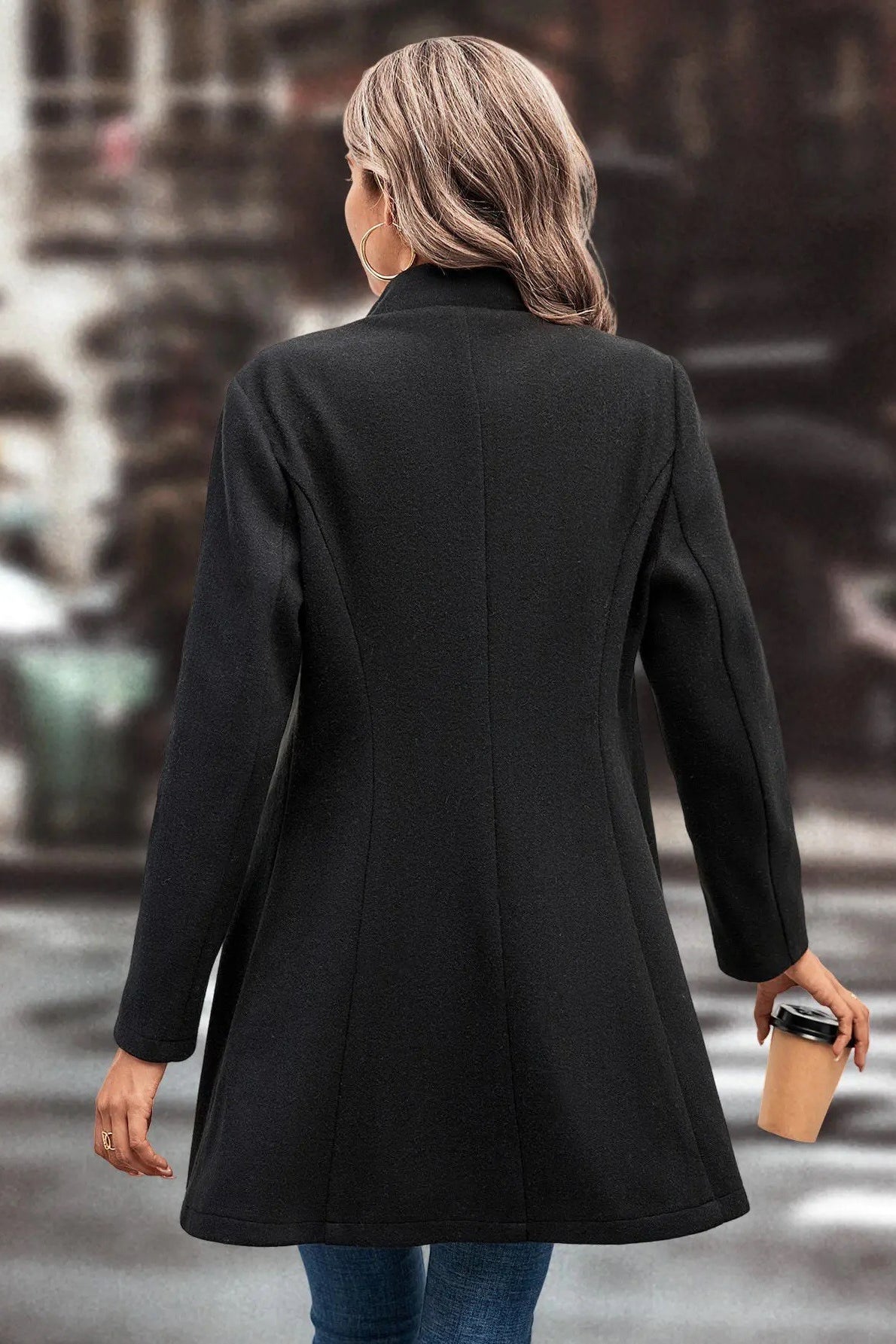 Slim Fit Wool Blend Lapel Overcoat