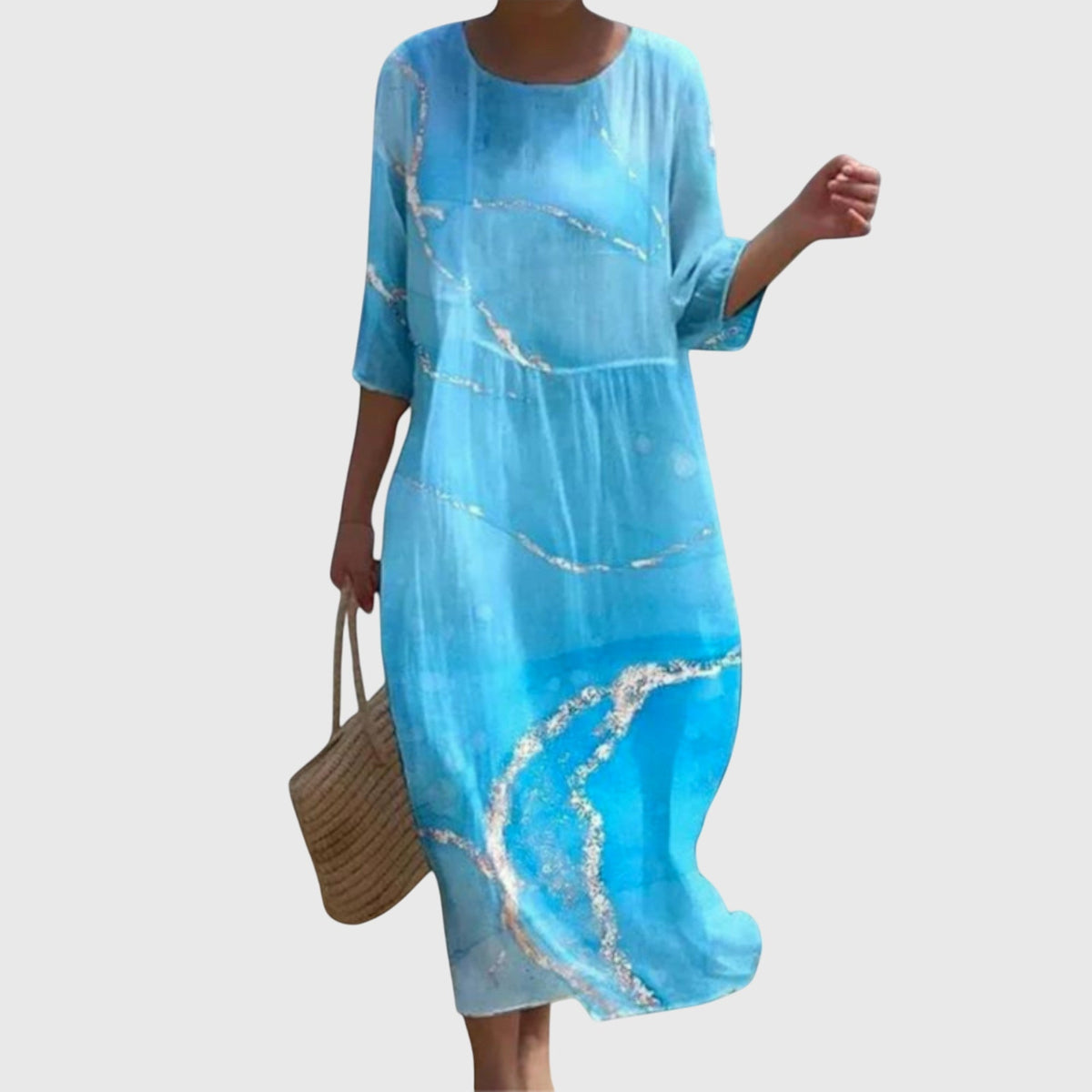 Rose Floral Round Neck Half Sleeve Maxi Dress 4