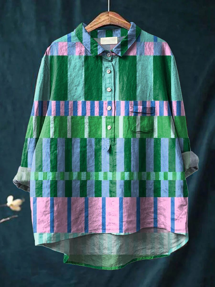 Plaid Long Sleeve Collared Button Front Shirt 3