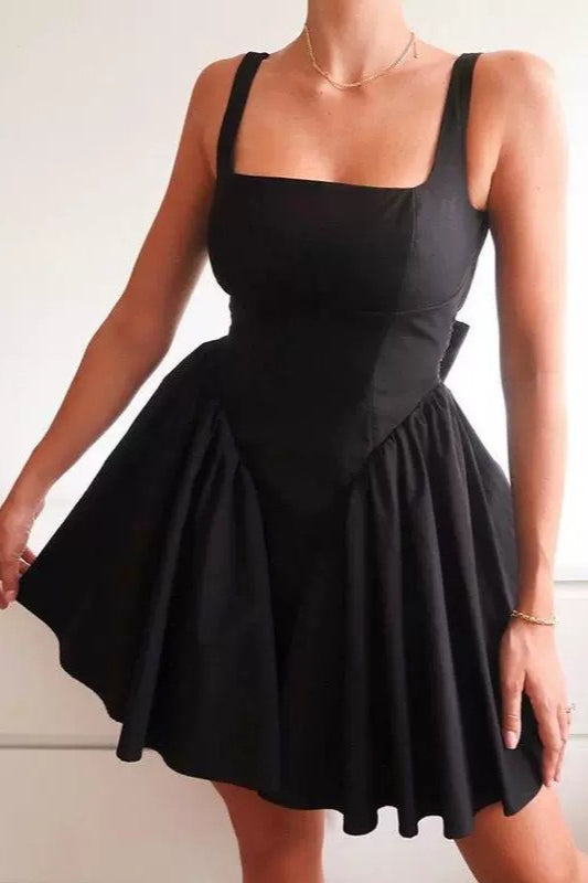 Open Back Bow Mini Dress