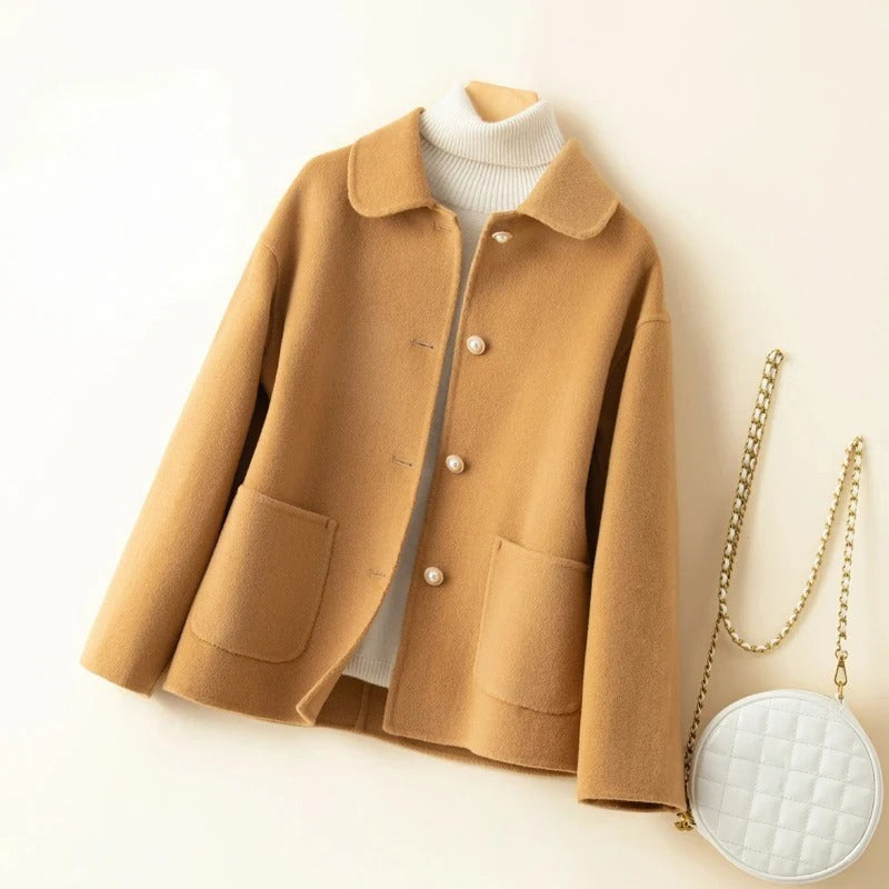 Collared Button Front Patch Pocket Cropped Coat 3