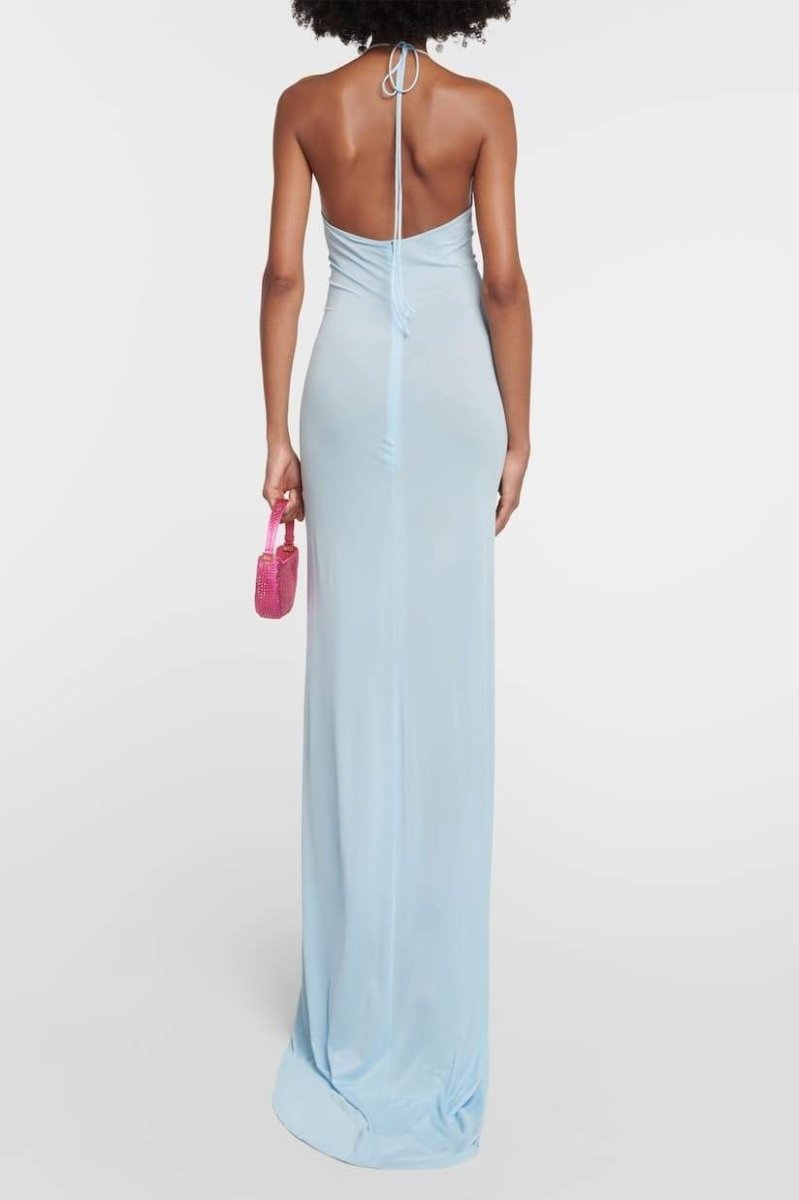 Rosette Applique Halter Neck Bodycon Dress - View 2