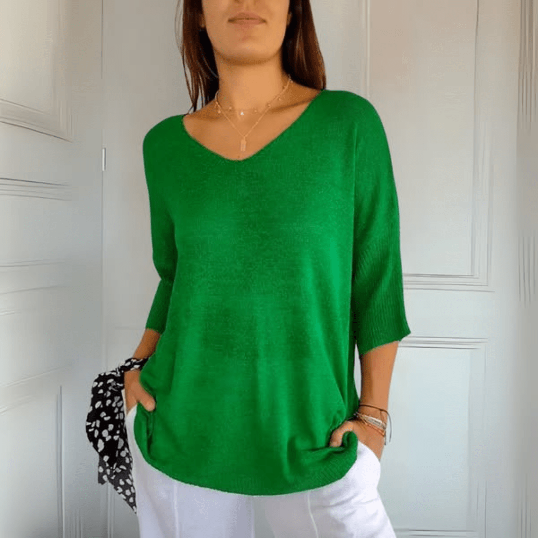 V-Neck Half Sleeve Relaxed Knit Top 8