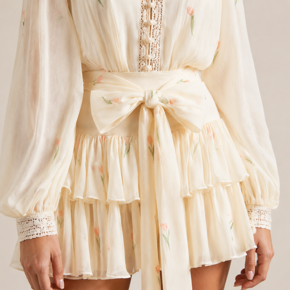 V-Neck Long Sleeve Lace Ruffle Playsuit 8