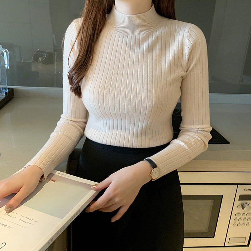 Mock Neck Long Sleeve Ribbed Slim Fit Knit Top 3