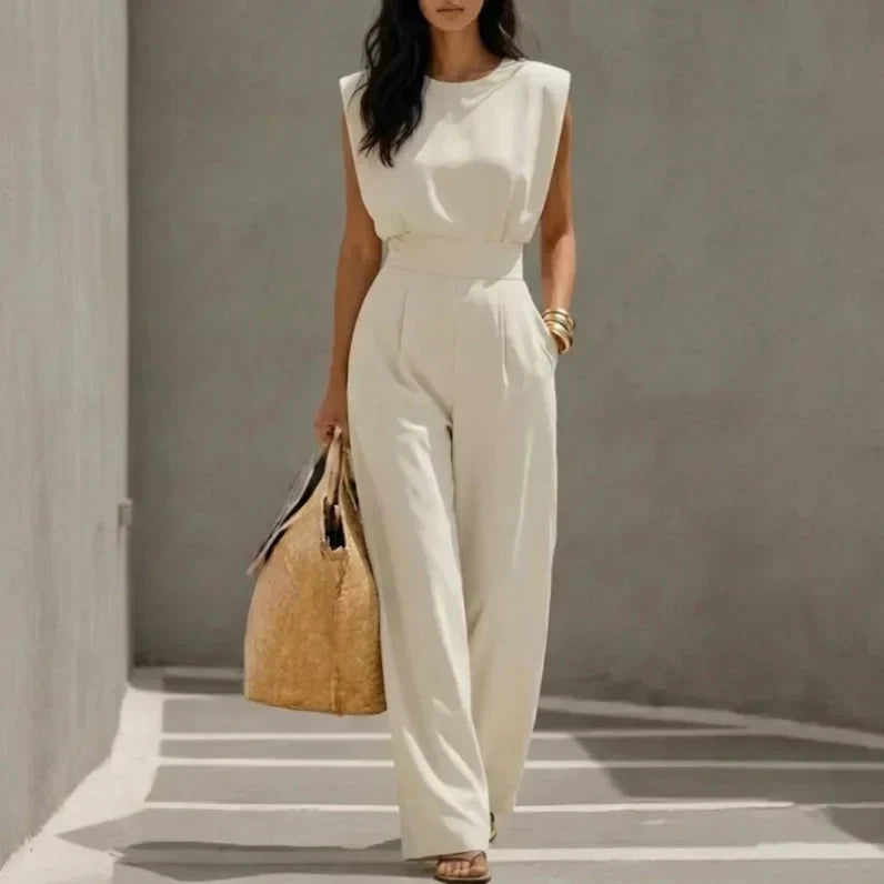Round Neck Sleeveless High Waist Wide Leg Jumpsuit 3