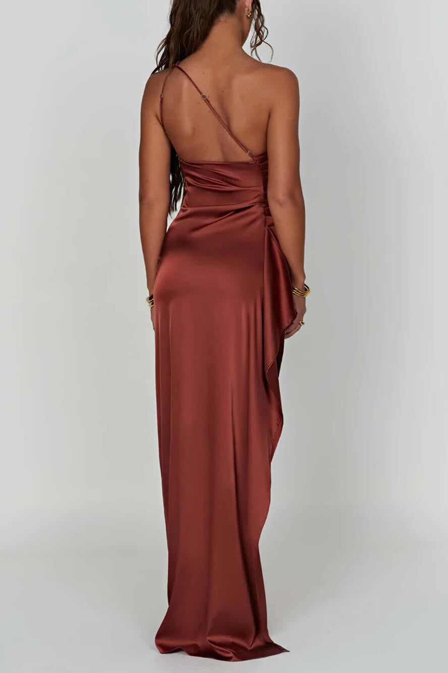 Ariana Timeless Satin Maxi Dress with Slit Designer Edit - View 5