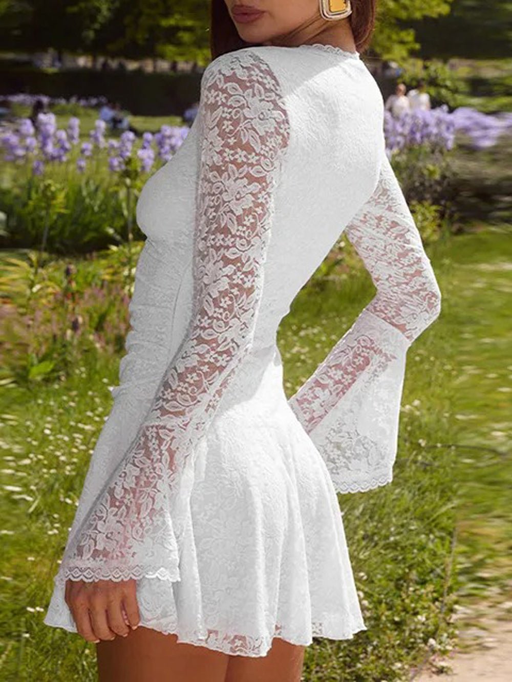 Aspen Lace Mini Dress in White - View 2