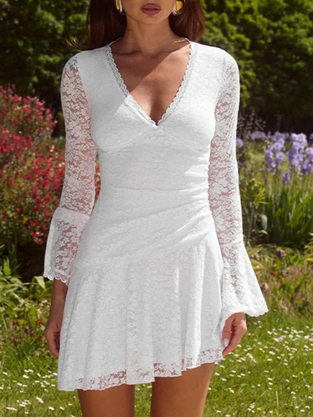 Aspen Lace Mini Dress in White