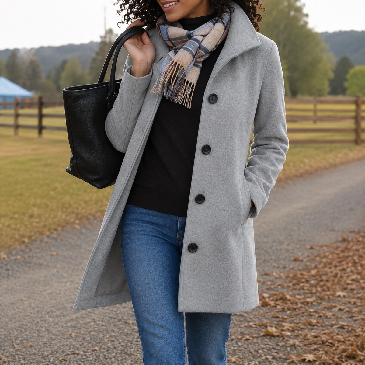 Button Front Notch Collar Longline Wool Coat 4